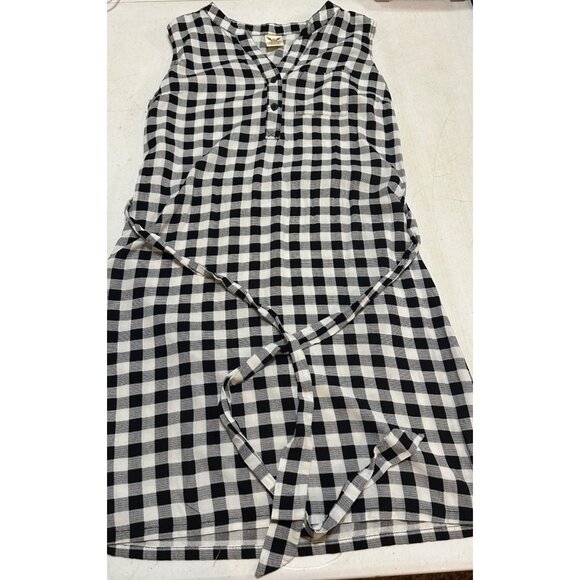 Women's Faded Glory Mini V-neck Dress Black & White Gingham Rayon Size S (4-6) - Picture 13 of 15